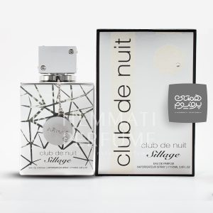 آرماف کلاب د نویت سیاژ (سیلاج) | ARMAF - Club De Nuit Sillage / گروه بویایی : گلی چوبی مُشک‌دار (Floral Woody Musk) / طبع : معتدل / بهترین مشابه: کرید سیلور مانتین واتر / نام برند : آرماف / کشور مبدأ : امارات / غلظت : ادو پرفیوم مناسب برای : آقایان / مناسب فصل : چهار فصل / اسانس اولیه: ترنج ، لیمو ترش، زنجبیل ، انگور فرنگی سیاه، لیمو ترش سبز، برگ بنفشه / اسانس میانی : رز ، زنبق ، یاس / اسانس پایه : مشک ، سدر ، چوب صندل سفید ، آمبروکسان